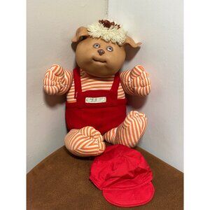 VINTAGE CABBAGE PATCH KIDS KOOSAS DOG DOLL RED OVERALL WITH CAP 1985